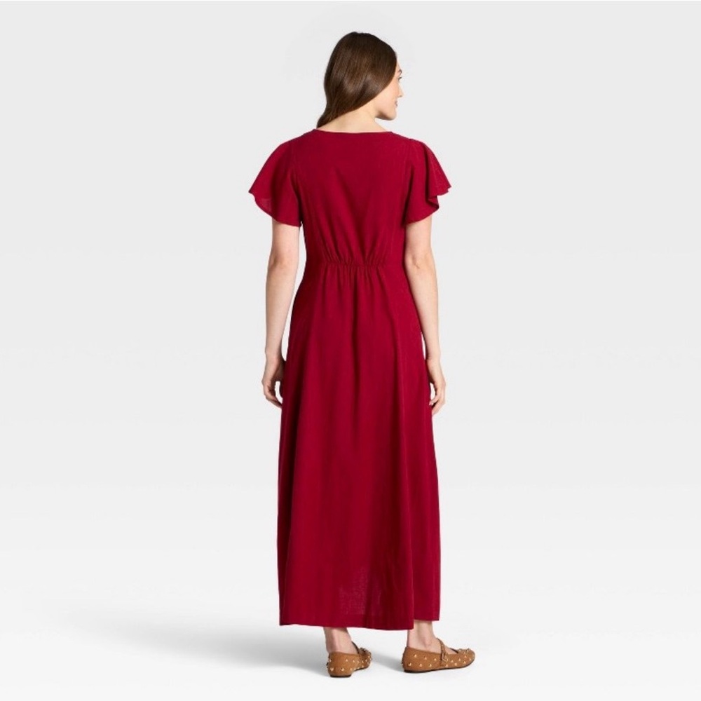 Universal Thread Red Flutter Sleeve Maxi, size M,… - image 2